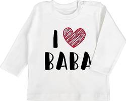 Baby Langarmshirt - Geschenk zum Vatertag - I Love Baba - 3/6 Monate - Weiß - Tshirt papatagsgeschenk paps Babykleidung Papa Shirt Vatertagsgeschenk Daddy Baby-Kleidung väter Papas Tshirts von Shirtracer