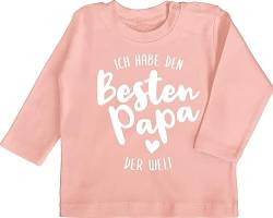 Baby Langarmshirt - Geschenk zum Vatertag - Ich Habe den besten Papa der Welt - 3/6 Monate - Babyrosa - Vater Papas Bester t Shirts Tshirt papatag Best dad Ever t- Shirt und männertagsgeschenke von Shirtracer