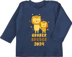 Baby Langarmshirt - - Ich werde großer Bruder 2024 Löwen - 12/18 Monate - Navy Blau - Grosse brüder Shirt große Tshirt Geschenk grosser 2023 Geschenke Big bro grosser+Bruder großen größeren von Shirtracer