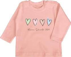 Baby Langarmshirt - Kleine Schwester 2024 Little Sister - 6/12 Monate - Babyrosa - 2023 Geschenk Geschenke für Schwestern von Shirtracer