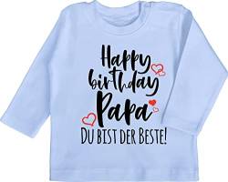 Baby Langarmshirt - Strampler Mädchen & Junge - Happy Birthday Papa - 3/6 Monate - Babyblau - Babykleidung Daddy Geburtstag t Shirts dad Shirt Langarm Bester babyshirt babyshirts Tshirt t-Shirt von Shirtracer