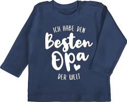 Baby Langarmshirt - Strampler Mädchen & Junge - Ich Habe den besten Opa der Welt - 3/6 Monate - Navy Blau - t Shirts lustige sprüche Beste Shirt Langarm mit Aufschrift Bester Tshirts von Shirtracer