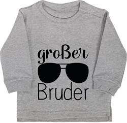 Baby Pullover Jungen Mädchen - Großer Bruder mit Sonnenbrille - 18/24 Monate - Grau meliert - große brüder 2024 Geschenke Geschenk großen grosser 2023 grosser+Bruder Big Brother Pulli Grosse von Shirtracer