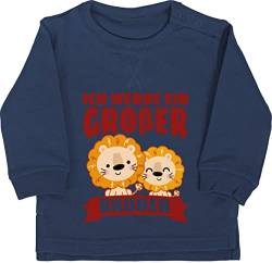 Baby Pullover Jungen Mädchen - Ich werde ein großer Bruder mit Löwen - braun - 12/18 Monate - Navy Blau - big brother bald pulli 2024 große brüder grosser oberteil grosse sweatshirt geschenk von Shirtracer