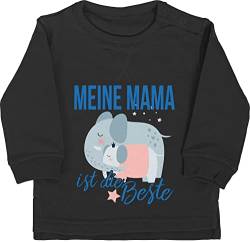Baby Pullover Jungen Mädchen - Meine Mama ist die Beste Elefanten - 12/18 Monate - Schwarz - Mutter Mutti Elefant Geschenke für mütter + mom Dich besondere Geschenk lieben du bist 2024 coolste von Shirtracer