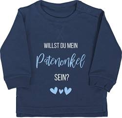 Baby Pullover Jungen Mädchen - Willst du mein Patenonkel sein? Babyblau - 6/12 Monate - Navy Blau - pate onkel pulli paten patenkind taufpate sein sprüche werden fragen wirst meine möchtest von Shirtracer