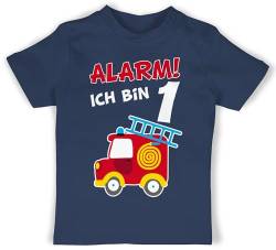 Baby T-Shirt Mädchen Jungen - 1. Geburtstag - Alarm ich Bin eins Feuerwehrauto - 12/18 Monate - Navy Blau - Babygeschenk 1 Jahr 1st t Shirts 1.Geburtstag Outfit one Year Birthday Tshirts von Shirtracer