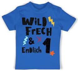 Baby T-Shirt Mädchen Jungen - 1. Geburtstag - Wild frech und endlich 1 - Wunderbar EIN Jahr - 6/12 Monate - Royalblau - Tshirt My First Birthday Shirt Geschenke für 1jahrige kinderkleidung ersten von Shirtracer