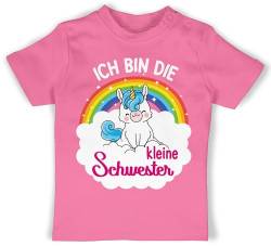 Baby T-Shirt Mädchen Jungen - Ich Bin die kleine Schwester - mit Einhorn - 6/12 Monate - Pink - Tshirt Sister t Shirt Little Tshirts Schwestern Shirts Geschenk für babyshirt 2024 Clothes t-Shirts von Shirtracer