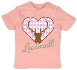 Baby T-Shirt Mädchen Jungen - Kompatibel mit Oktoberfest Outfit - Lausmadl Hirsch - 6/12 Monate - Babyrosa - bayerisch t Shirts boarisch t-Shirts bayrisches Babykleidung Bayerisches Babybekleidung von Shirtracer