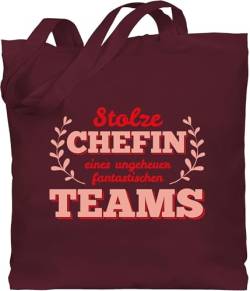 Baumwolltasche - Beruf und Job Geschenke - Stolze Chefin eines ungeheuer fantastischen Teams - Unisize - Bordeauxrot - für frauen kollegen geschenk arbeit beutel weihnachten team stofftasche von Shirtracer