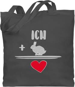 Baumwolltasche - Tiere Meerschweinchen Hase & Co. - Hasen-Liebe - Unisize - Dunkelgrau - statement hasenmotiv jutebeutel tiermotiv einkaufstasche animal stoffbeutel tiermotive stofftasche tier von Shirtracer