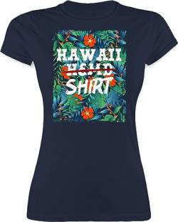 Damen - Karneval & Fasching - Hawaii Hemd Shirt - Aloha Party Hawaiian Hawaii-Kleidung Karibik - M - Navy Blau - t-Shirt Tshirt costüm t Fasching+Shirt+Damen kostùm Frauen Fasching+Shirt von Shirtracer