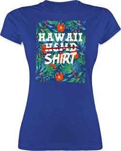 Damen - Karneval & Fasching - Hawaii Hemd Shirt - Aloha Party Hawaiian Hawaii-Kleidung Karibik - XXL - Royalblau - Faschings t Damen-Karneval Frau und für Shirts &Fasching Karnevals Tshirt von Shirtracer