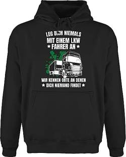 Hoodie Herren Pullover Männer - Geschenke Trucker - Leg dich niemals mit einem LKW Fahrer an - weiß - L - Schwarz - pulli sprüche hoodies/pullis kapuzenpulli pullis kapuze hoody hoodies man von Shirtracer