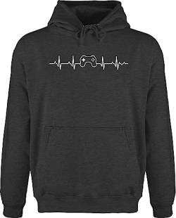 Hoodie Herren Pullover Männer - Nerd Geschenke - Herzschlag Gaming Controller - XXL - Anthrazit meliert - kapuzenpullover sprüche gamer zocker game pulli zocken zocke hoodies geek gamers hoody von Shirtracer