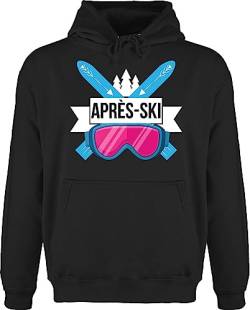 Hoodie Herren Pullover Männer - Skiurlaub Apres Ski - Après-Ski mit Brille - L - Schwarz - Oberteil Herr Mottoparty Pulli Apres+ski pullis Hoodies/pullis Hoody Skifahrer skioutfit Fahren apre von Shirtracer