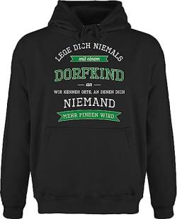 Hoodie Herren Pullover Männer - Sprüche Statement Spruch - Lege Dich Niemals mit einem Dorfkind an - M - Schwarz - sprüche, dorfkinder Hoodies spruechen dorfkindern hoddys Spruch. agrar hudis von Shirtracer