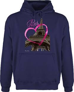 Hoodie Herren Pullover Männer - Stadt und City Outfit - I love Paris - L - Navy Blau - herz eiffelturm mit eifeltürmen frankreich souvenir valentinstaggeschenk pariser hoody valemtinstagsgeschenk von Shirtracer