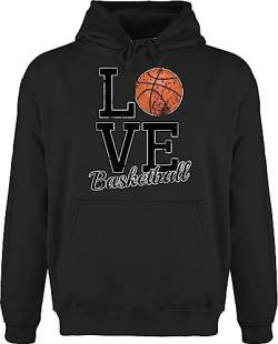 Hoodie Herren Pullover Männer - Trikot Ersatz Training - Love Basketball - 3XL - Schwarz - hoodies man hoody mit kapuze pulli hoodies/pullis basketballer korbball hoddies/pullies i hudis ich liebe von Shirtracer