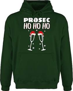 Hoodie Herren Pullover Männer - Weihnachten Geschenke Christmas Bekleidung - Prosec Ho Ho Ho - M - Dunkelgrün - weichnachtspulli Mann weihnchtsgeschenke Prosecco Pulis weinachtspolover von Shirtracer