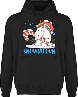 Hoodie Herren Pullover Männer - Weihnachten Geschenke Christmas Bekleidung - Snownicorn - blau - S - Schwarz - Einhorn Weihnachtspullover weihnachspullis weihnachtsmotiv Pulli weihnachtpullover von Shirtracer