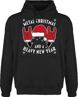 Hoodie Herren Pullover Männer - Weihnachten - Metal Christmas and a Heavy New Year - weiß - XL - Schwarz - weihnachtskleidung Erwachsene Baumwolle Weihnachtspullover Hoody Geschenke fur Pulli von Shirtracer