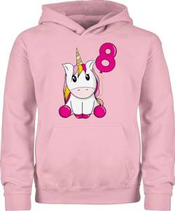 Kinder Hoodie Jungen Mädchen - 8. Geburtstag - Einhorn achter Luftballon - 152 (12/13 Jahre) - Hellrosa - 8 jahre pullover 8.geburtstag acht geb years zahl kindergeburtstag birthday jahren alter von Shirtracer