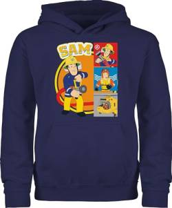 Kinder Hoodie Jungen Mädchen - Feuerwehrmann - Sam - 104 (3/4 Jahre) - Navy Blau - sams feuerwehr pulli geuerwehrmann kinderpullover feuwermansam pullover brandweerman hoodies feuerwerhman hodi von Shirtracer