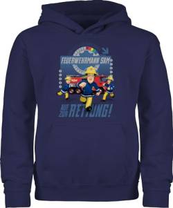 Kinder Hoodie Jungen Mädchen - Feuerwehrmann Sam - Auf zur Rettung - 104 (3/4 Jahre) - Navy Blau - sams feuerwehr pullover geuerwehrmann fezerwehrmann hoodies feuwermansam hoddis brandweerman von Shirtracer