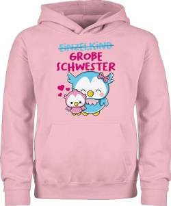 Kinder Hoodie Jungen Mädchen - Geschwister Geschenk - Einzelkind große Schwester mit Eulen - 116 (5/6 Jahre) - Hellrosa - kapuzenpulli pullover pulli kids schwesterngeschenk big sister hudis von Shirtracer