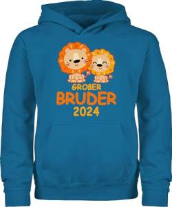 Kinder Hoodie Jungen Mädchen - Großer Bruder 2024 mit Löwen - 116 (5/6 Jahre) - Himmelblau - geschenke großen fun-sweatshirts geschenk grosser 2023 kapuzenpullover grosser+bruder löwe pollover von Shirtracer