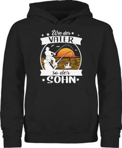 Kinder Hoodie Jungen Mädchen - Partner-Look Familie Kind - Wie der Vater so der Sohn - Angeln - weiß/orange - 140 (9/11 Jahre) - Schwarz - angler pullis familien partnerlook hoody family look von Shirtracer