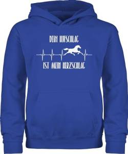 Kinder Hoodie Jungen Mädchen - Pferd Pferde - Dein Hufschlag ist mein Herzschlag - 140 (9/11 Jahre) - Royalblau - reiten maedchen pferdeliebhaber geschenk mit pferdespruch sprüche reiter und mode von Shirtracer