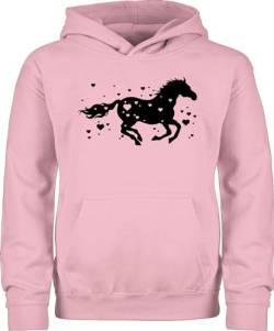 Shirtracer Kinder Hoodie Jungen Mädchen - Pferde Reiten Laufendes Pferd - 152 (12/13 Jahre) - Hellrosa - Geschenk pferdemädchen with Horses Pferde. reitersachen Reiter und Mode Schrift über Geschenke von Shirtracer