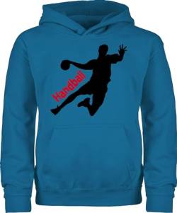 Kinder Hoodie Jungen Mädchen - Sport Kleidung - Handballer mit Schriftzug - 152 (12/13 Jahre) - Himmelblau - reitpullover pullover pulli kinderpullover pullis fun-kapuzenpullover mädchenhoodie von Shirtracer