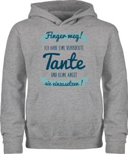 Kinder Hoodie Jungen Mädchen - Statement Sprüche - Ich habe eine verrückte Tante grau/Schwarz - 152 (12/13 Jahre) - Grau meliert - mit sprüchen drauf pullover spruche geschenk zur einschulung von Shirtracer