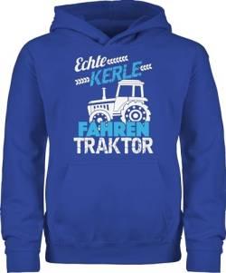 Kinder Hoodie Jungen Mädchen - Traktoren - Echte Kerle Fahren Traktor - 140 (9/11 Jahre) - Royalblau - sprüche Hoody trecker Landwirt Tractor Pulli mit Landwirtschaft tracktoren kinderpullover von Shirtracer