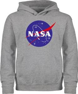 Kinder Hoodie Jungen Mädchen - Trend Kinderkleidung und Co - Nasa Meatball Logo - 104 (3/4 Jahre) - Grau meliert - pullover jungs mädchenhoodie hoody kinderpullover hudis kinderpulli clothes von Shirtracer