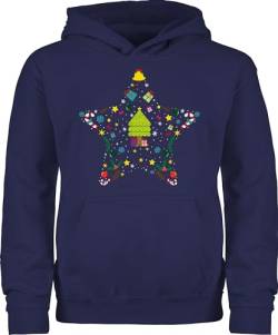 Kinder Hoodie Jungen Mädchen - Weihnachten Geschenke Christmas - Weihnachtsstern - 116 (5/6 Jahre) - Navy Blau - Weinachten Pullover weihnachtsmotive Pulli swiateczne weihnachtsmotiv weihnachtst von Shirtracer