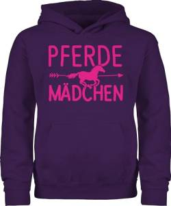 Kinder Hoodie Jungen - Pferd - Pferde Mädchen - 140 (9/11 Jahre) - Lila - reiterin geschenk mit pferden für maedchen reiten pferdezubehör pferdefan reiter pferde+maedchen+geschenk pferdemädchen von Shirtracer