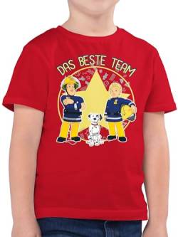 Kinder T-Shirt Jungen - Feuerwehrmann Sam - Das Beste Team - Sam, Penny & Schnuffi - 116 (5/6 Jahre) - Rot - feuerwhrmann Shirt Junge feuerwwhr Kinder-Shirt sa t Shirts der Tshirts feierwehrman von Shirtracer