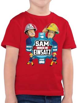 Kinder T-Shirt Jungen - Feuerwehrmann - Sam - Immer im Einsatz - 104 (3/4 Jahre) - Rot - feuerwwhr Shirt freuermann Tshirt fwuerwehrman t sa feueewehrmann Feuerwehr Mann feuwehrman feuwermansam von Shirtracer