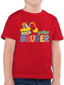 Kinder T-Shirt Jungen - Großer Bruder Bagger - 104 (3/4 Jahre) - Rot - Geburt Geschenk Junge Geschwister Geschenk Tshirt Big bro Brother t Shirt Geschenke für den großen grosser große brüder von Shirtracer