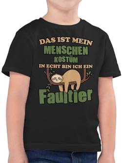 Kinder T-Shirt Jungen - Karneval & Fasching - Das ist Mein Menschen Kostüm in echt Bin ich EIN Faultier schlafend - 164 (14/15 Jahre) - Schwarz - Shirt Jungs fasnet Tshirt Junge von Shirtracer