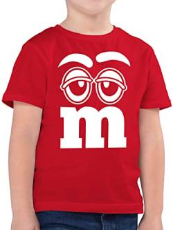 Kinder T-Shirt Jungen - Karneval & Fasching - Faschingskostüm Gruppen M&M Aufdruck Gesicht - 152 (12/13 Jahre) - Rot - mm Shirt t karnewal m Augen Shirts Carnaval Costum lustiges faschingskost m´s von Shirtracer