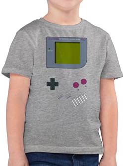 Kinder T-Shirt Jungen - Karneval & Fasching - Gameboy - 128 (7/8 Jahre) - Grau meliert - Outfit 90er Jahre Karnevals 90iger Shirt Jungs Party witzige Faschings zocken Kinder-t-Shirts Tshirt Thema von Shirtracer