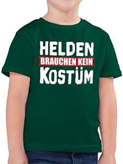 Kinder T-Shirt Jungen - Karneval & Fasching - Helden brauchen kein Kostüm - weiß - 152 (12/13 Jahre) - Tannengrün - köln Jeck 2023 kölner gärtner für kölsche Partnerlook Karneval& von Shirtracer