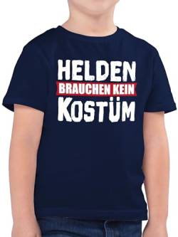 Kinder T-Shirt Jungen - Karneval & Fasching - Helden brauchen kein Kostüm - weiß - 164 (14/15 Jahre) - Dunkelblau - Tshirt Jungs köln t Shirt rosenmontag Shirts Carnaval Costum fasent für von Shirtracer