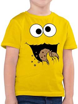 Kinder T-Shirt Jungen - Karneval & Fasching - Keks-Monster - 128 (7/8 Jahre) - Gelb - t Shirt Jungs Outfit Fashing gruemelmonster Tshirt Kind Fasching- lustiges keksmonster t-Shirts verkleidungen von Shirtracer
